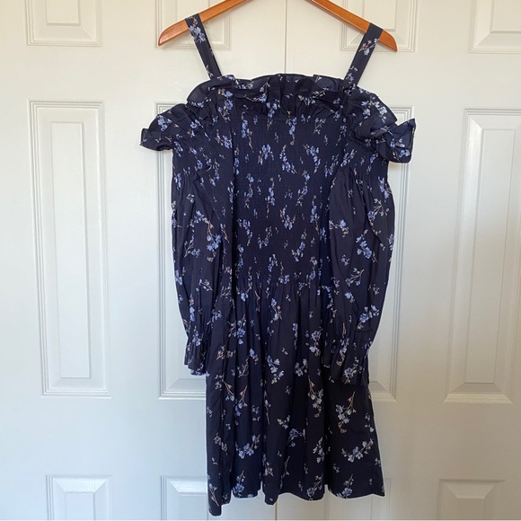 Rebecca Taylor Francine Floral Cold-Shoulder smocked Dress - Picture 3 of 7